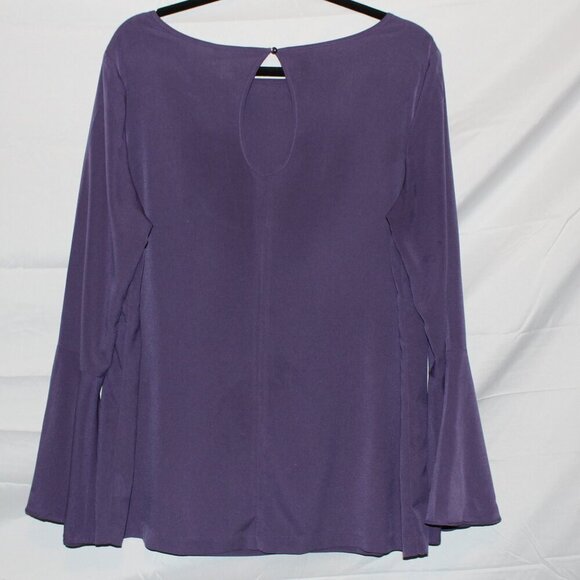 ECI, Long Sleeve Bell Cuff Blouse, XL, Purple Eggplant, Polyester, Lightly Used - Picture 2 of 7